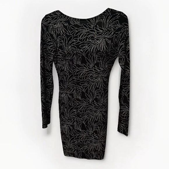 Windsor Dress Black Gold Sequins Mini Flashy Long Sleeve Body Con Dress NEW - Picture 1 of 6